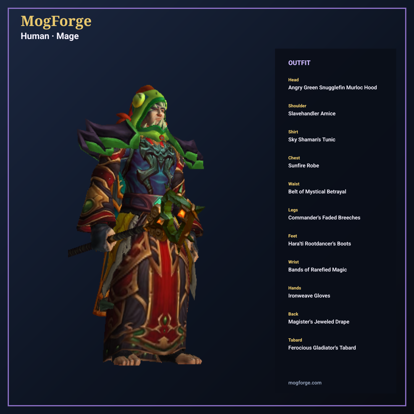 Perfect: Human Mage Cloth transmog outfit