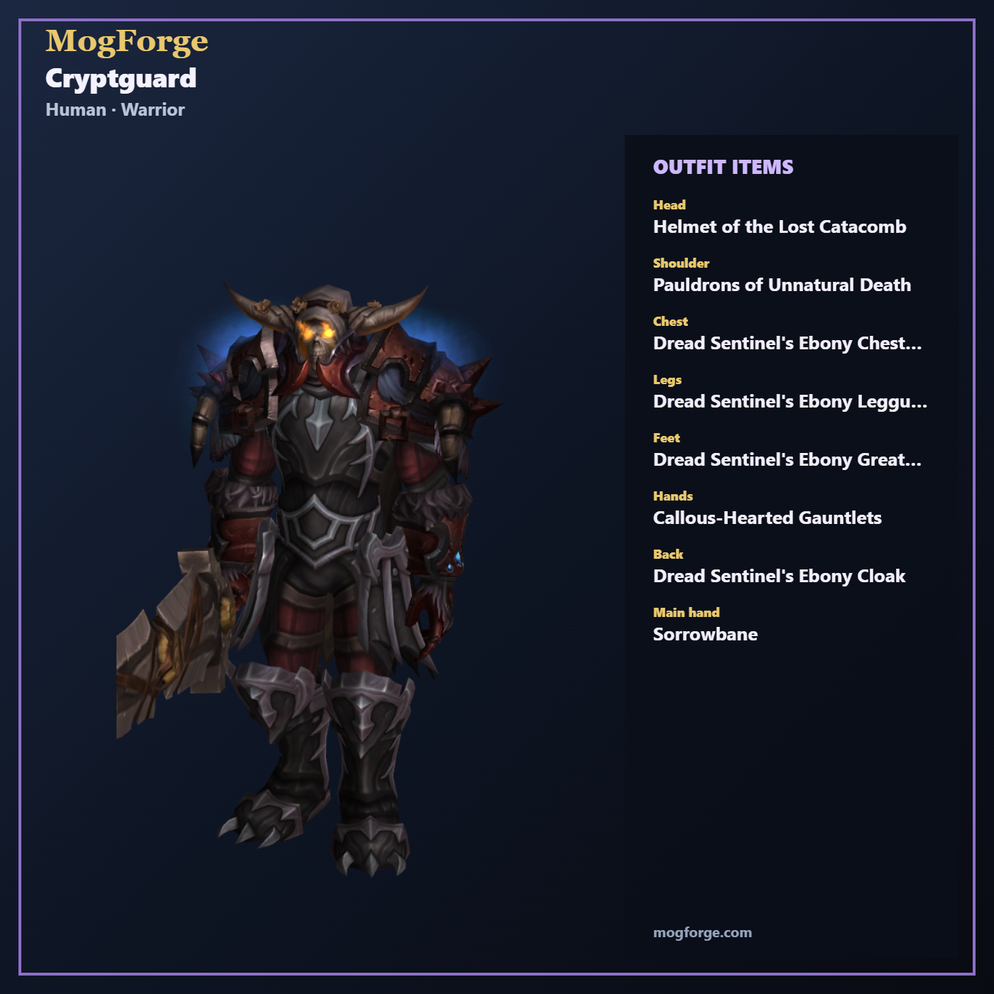 Cryptguard: Human Warrior Plate transmog outfit