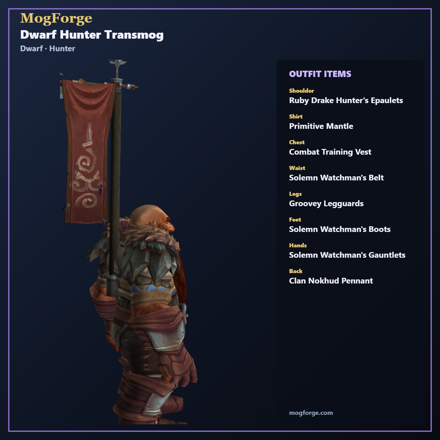 Dwarf Hunter Transmog: Dwarf Hunter Mail transmog outfit