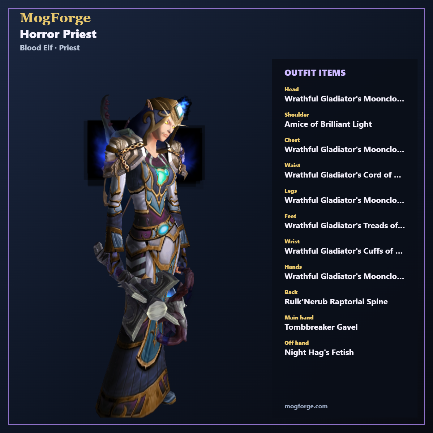 Horror Priest: Blood Elf Priest Cloth transmog outfit