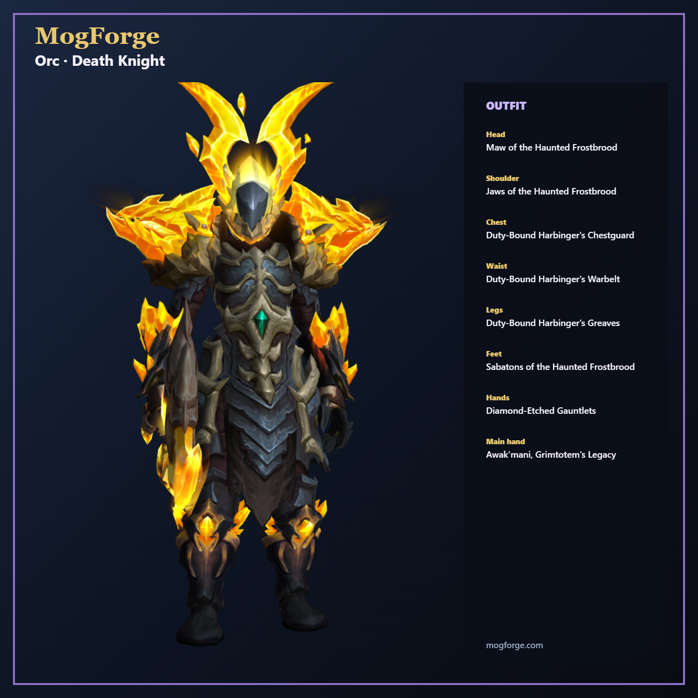 Orc Death Knight: Orc Death Knight Plate World of Warcraft transmog outfit