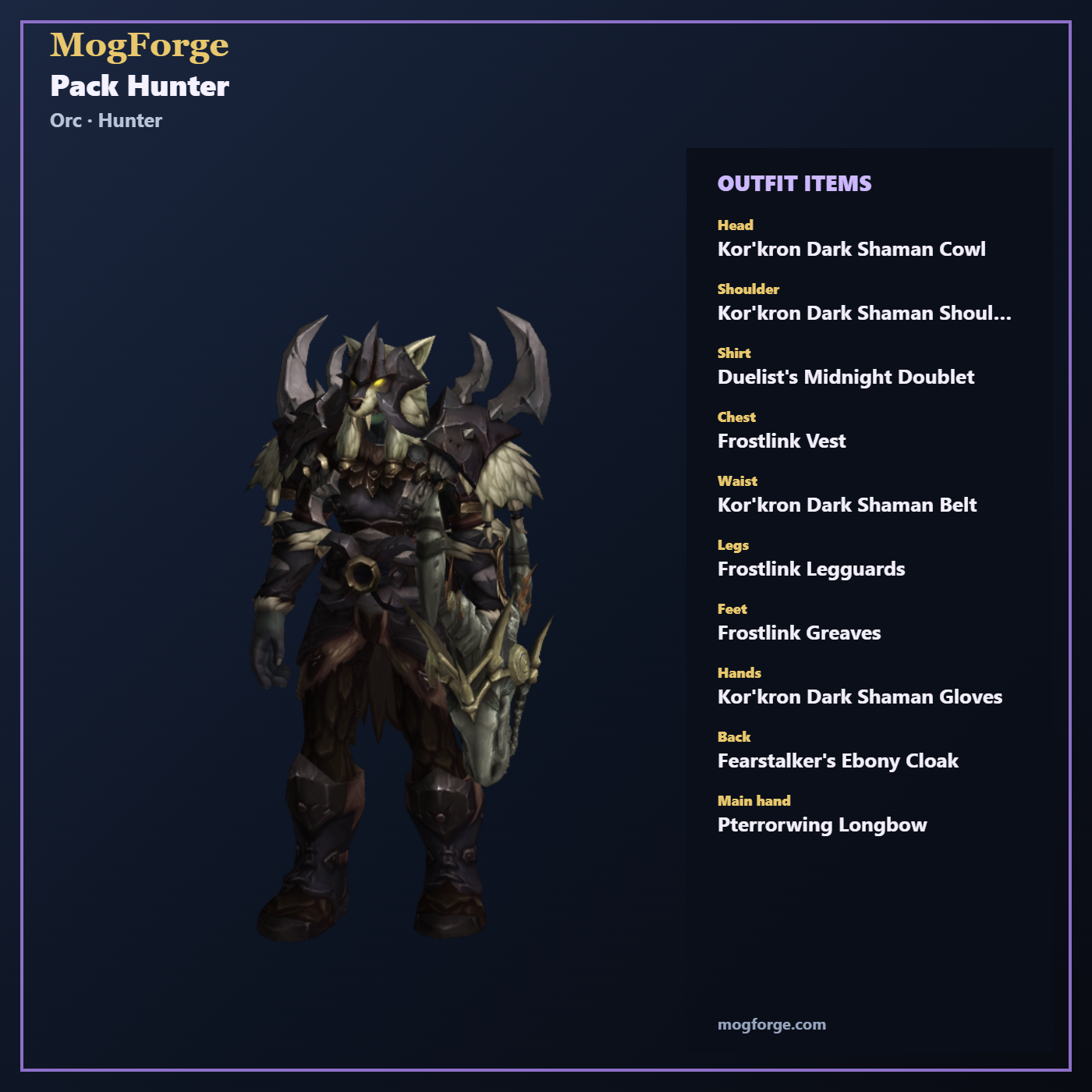 Pack Hunter: Orc Hunter Mail transmog outfit