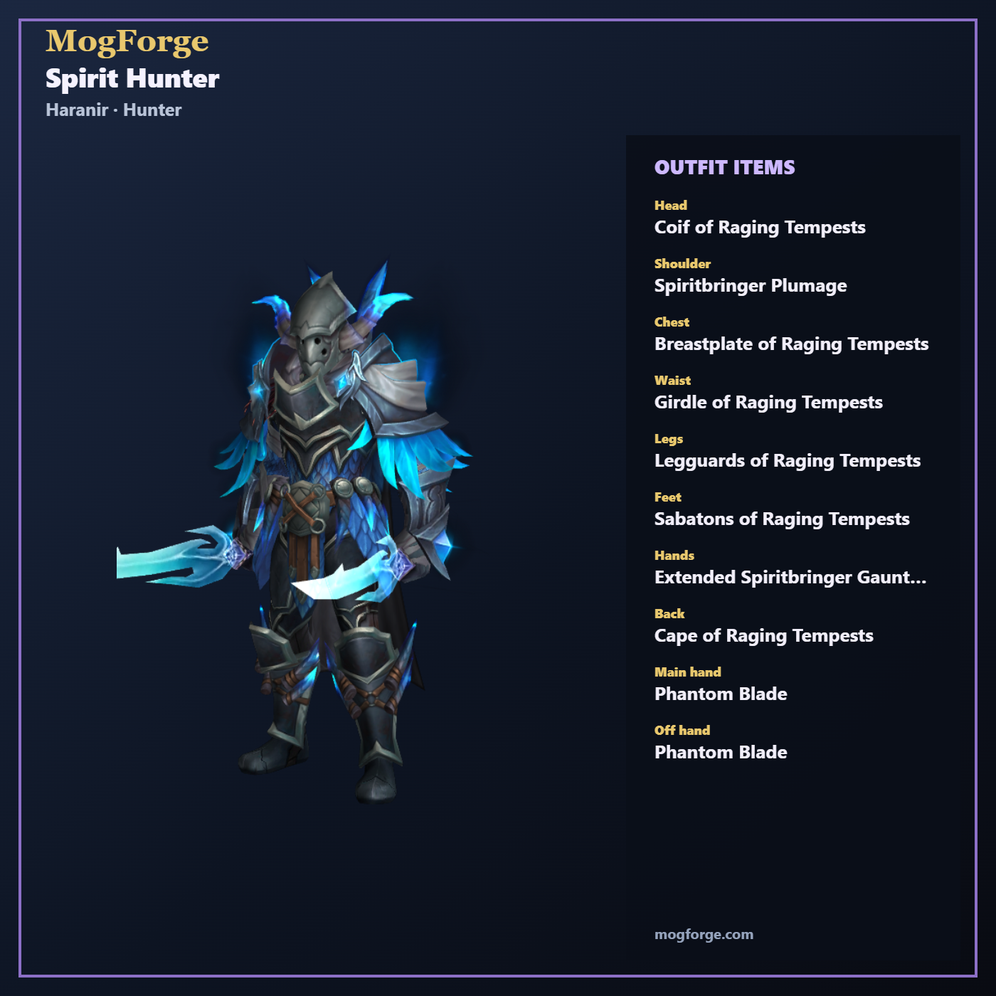 Spirit Hunter: Haranir Hunter Mail transmog outfit