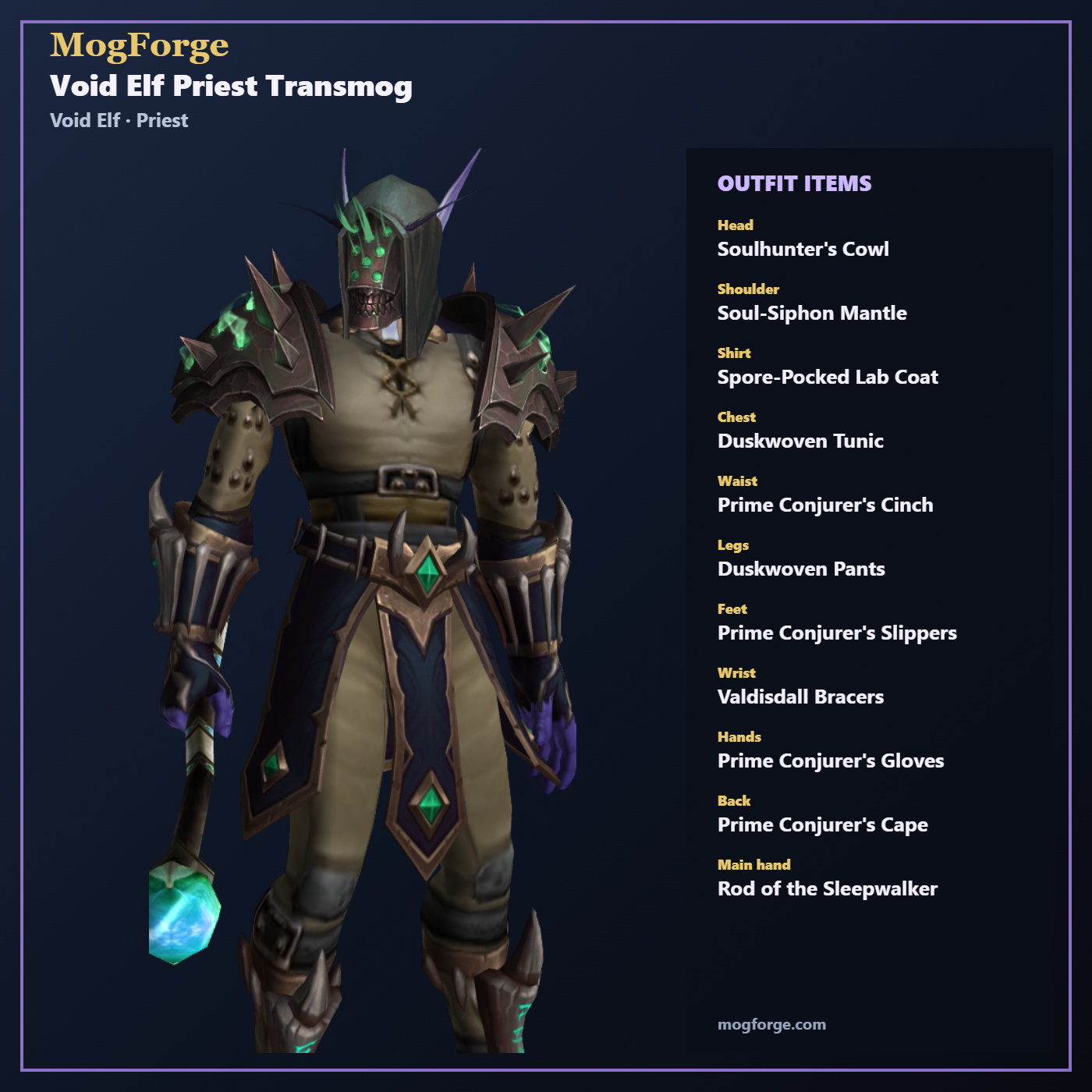 Void Elf Priest Transmog: Void Elf Priest Cloth transmog outfit